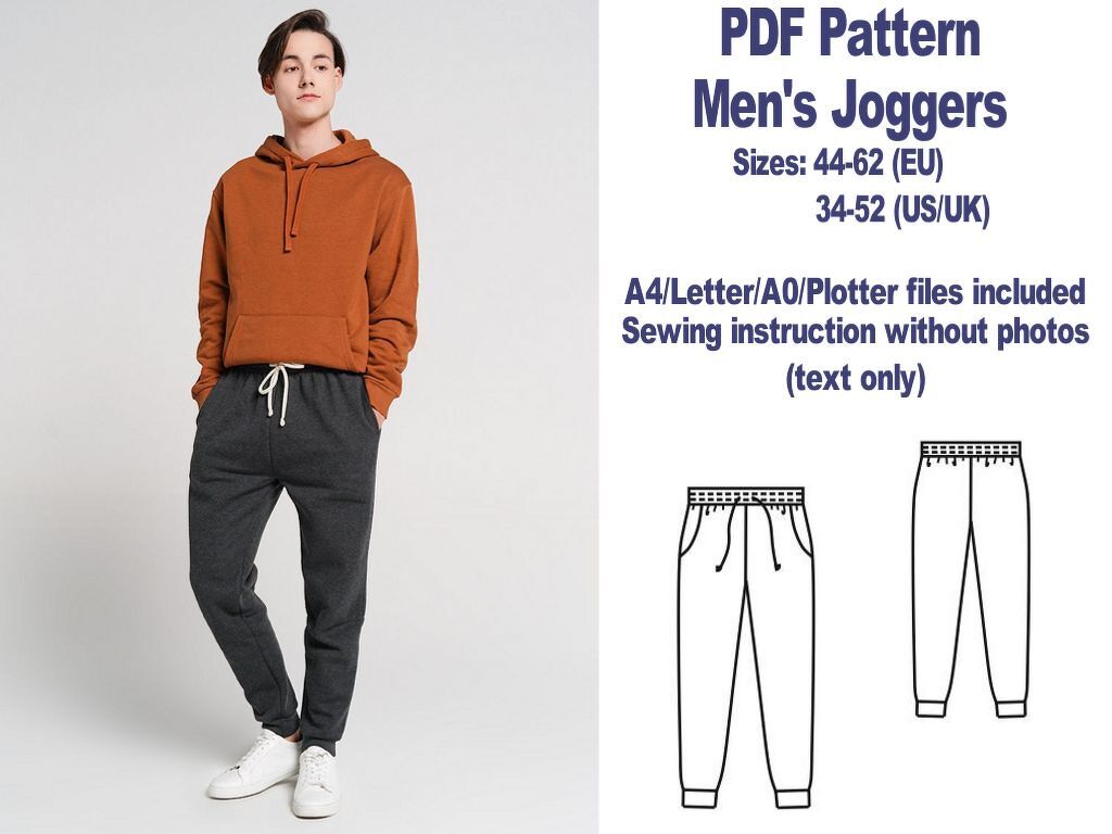 Men's Joggers Sewing Pattern PDF Men's Sewing Pattern Men's Joggers Pattern
