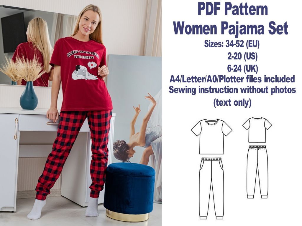 PDF Pajamas Patterns Women's Pajama Pattern Christmas Pajamas Patterns