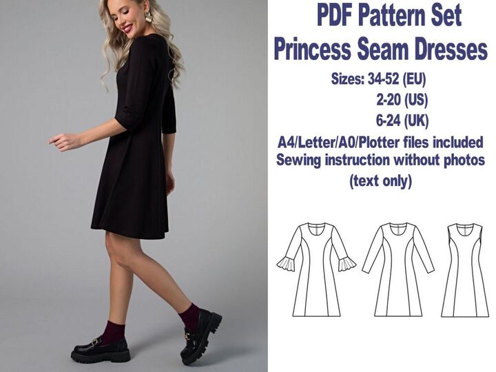 PDF Dresses Sewing Patterns Princess Seams Dress Sewing Pattern PDF Pattern