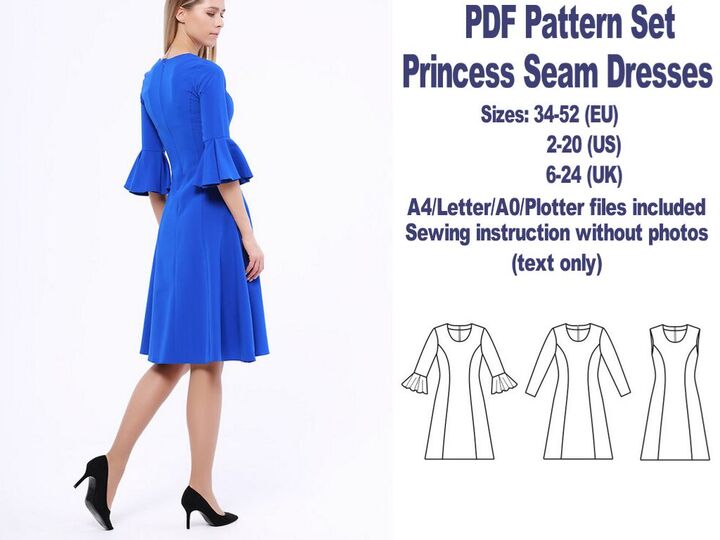 PDF Dresses Sewing Patterns Princess Seams Dress Sewing Pattern PDF Pattern