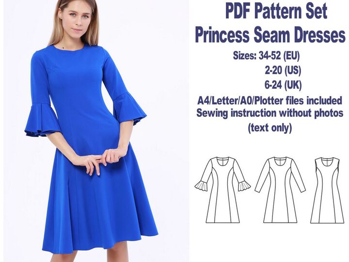 PDF Dresses Sewing Patterns Princess Seams Dress Sewing Pattern PDF Pattern