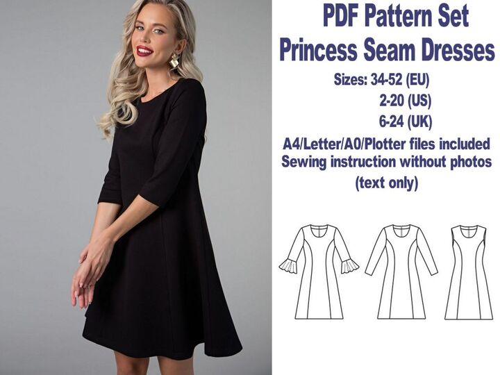 PDF Dresses Sewing Patterns Princess Seams Dress Sewing Pattern PDF Pattern