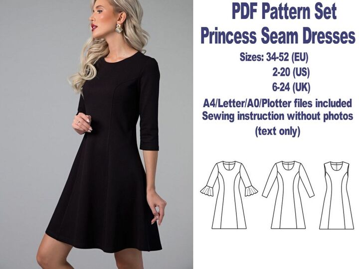 PDF Dresses Sewing Patterns Princess Seams Dress Sewing Pattern PDF Pattern