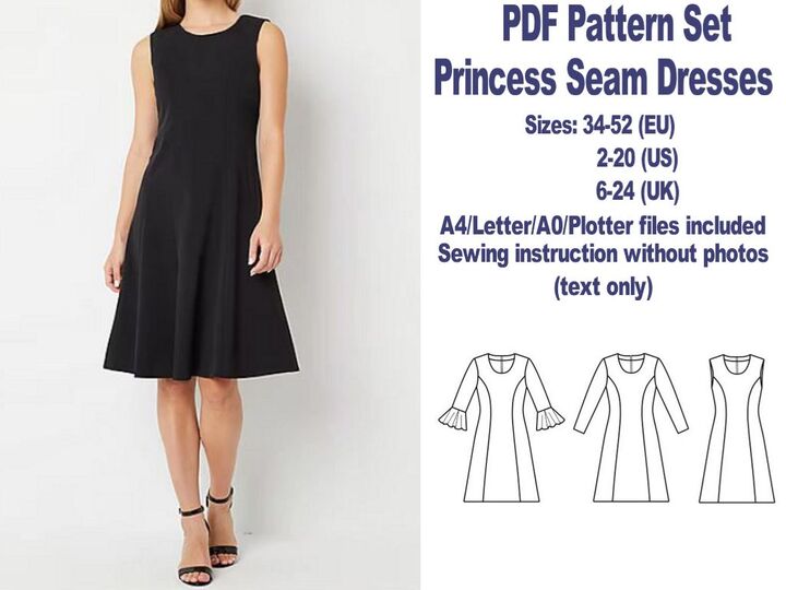PDF Dresses Sewing Patterns Princess Seams Dress Sewing Pattern PDF Pattern