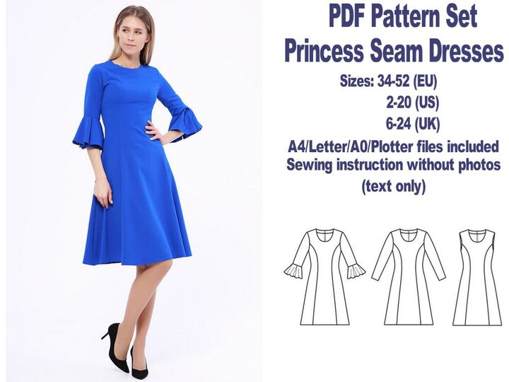 PDF Dresses Sewing Patterns Princess Seams Dress Sewing Pattern PDF Pattern