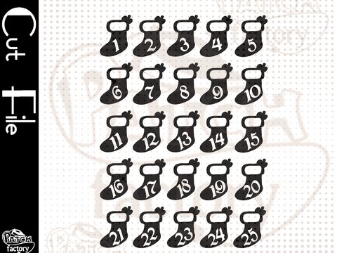 Plotterdatei Adventskalenderzahlen "Weihnachtsstrumpf"