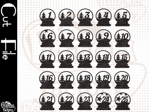 Plotterdatei Adventskalenderzahlen "Schneekugel"
