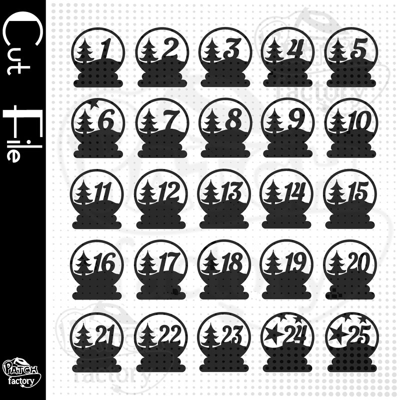 Plotterdatei Adventskalenderzahlen "Schneekugel" - Bild 2