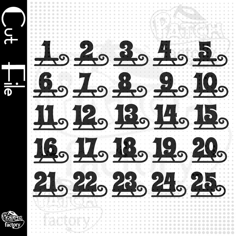 Plotterdatei Adventskalenderzahlen "Schlitten" - Bild 2