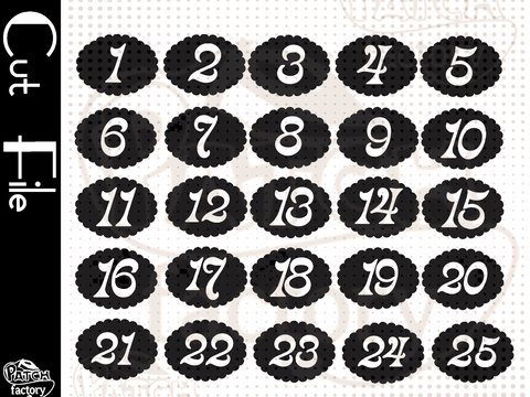 Plotterdatei Adventskalenderzahlen "Keks"