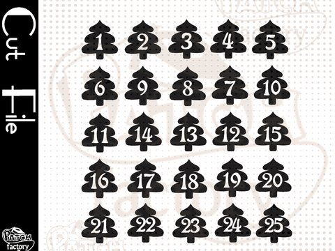 Plotterdatei Adventskalenderzahlen "Weihnachtsbaum"
