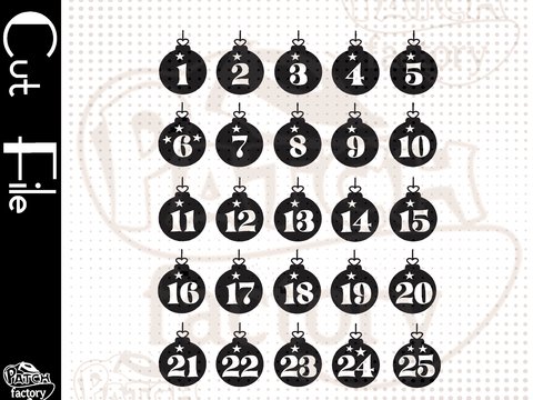 Plotterdatei Adventskalenderzahlen "Christbaumkugel"