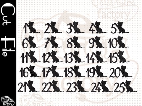 Plotterdatei Adventskalenderzahlen "Katze"