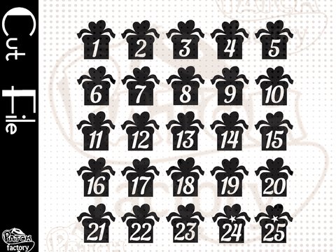 Plotterdatei Adventskalenderzahlen "Geschenk"