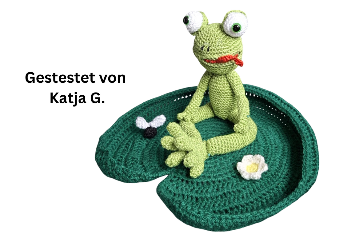 Häkelanleitung Pogge der Frosch mit Seerosenblatt und Fliege - Bild 3