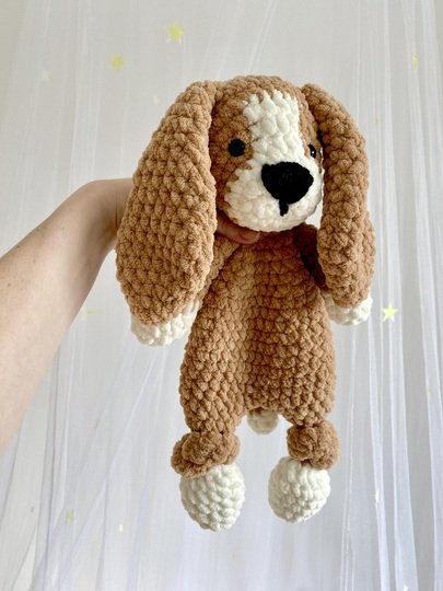 "Charlie" Dog Crochet Pattern Puppy Knotted Lovey Beagle Snuggler