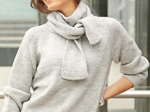 Pullover mit Schalkragen in Hellgrau