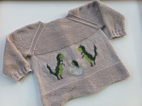 Strickanleitung Kinderjacke "DINO", Gr. 98/104 passend für 3-4 Jahre,  RVO