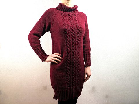 Strickanleitung Kleid mit Rollkragen