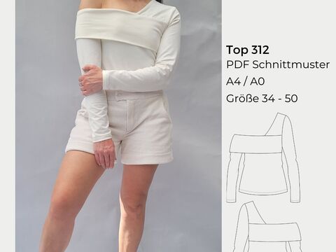 Schnittmuster Top 312, lange Ärmel, Größe 34 - 50, Jersey