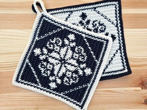 Häkelanleitung Topflappen "Sternenmuster"