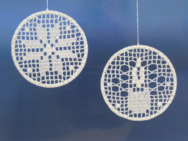 Fensterbilder Kerze und Stern häkeln – Filethäkeln - Anleitung