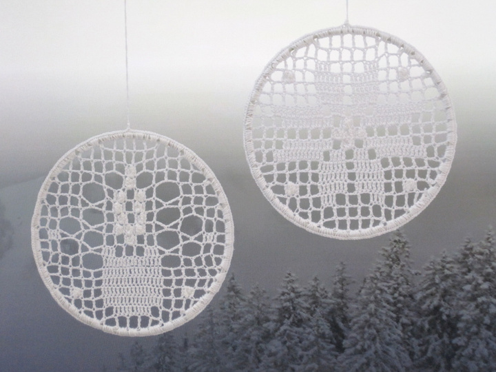 Fensterbilder Kerze und Stern häkeln – Filethäkeln - Anleitung