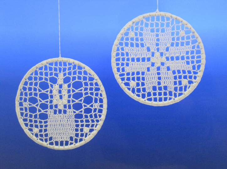 Fensterbilder Kerze und Stern häkeln – Filethäkeln - Anleitung