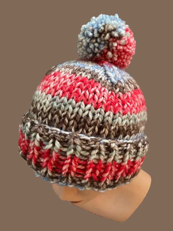 Strickanleitung Bommelmütze mit Umschlagrand