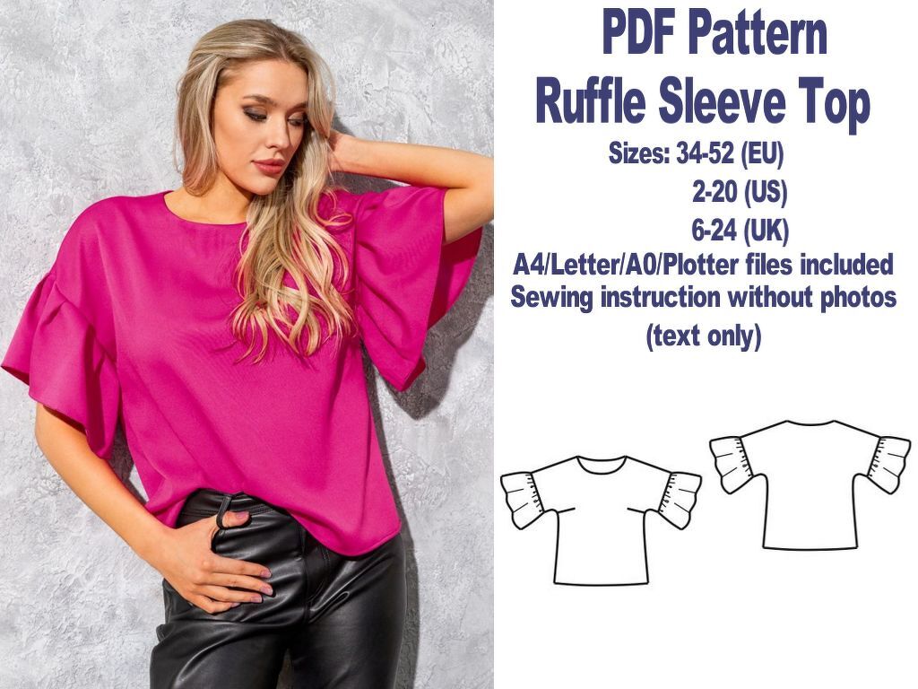 Ruffle Sleeve Top Pattern Blouse Pattern Sewing Patterns PDF Sewing Pattern - Image 9