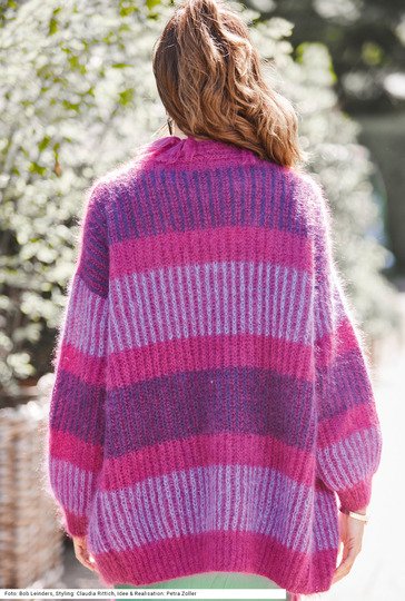 Fransen-Jacke im zweifarbigen Patent in Weinrot, Flieder und Violett