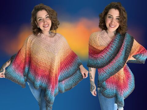 Häkelanleitung Poncho "RAINBOW DIAMOND"