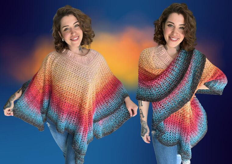 Häkelanleitung Poncho "RAINBOW DIAMOND"