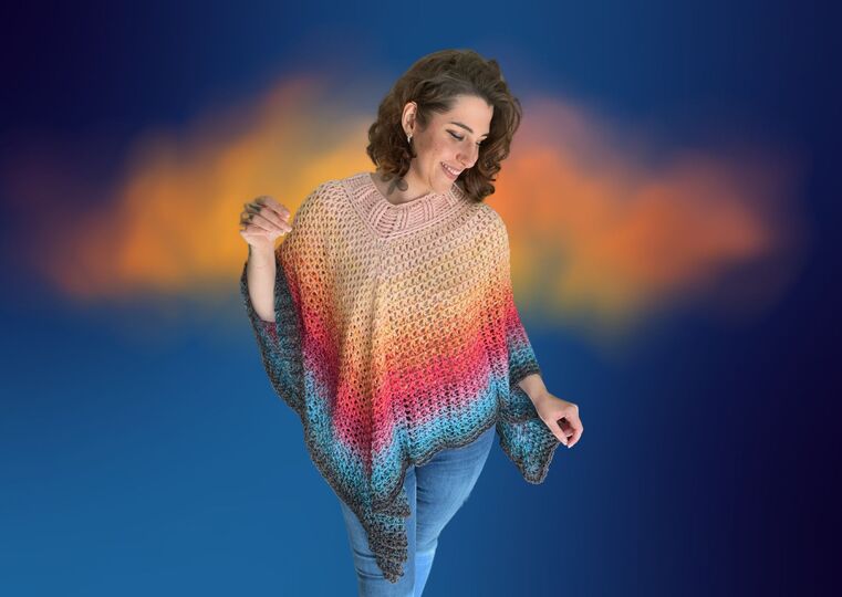 Häkelanleitung Poncho "RAINBOW DIAMOND"