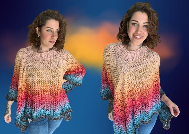 Häkelanleitung Poncho "RAINBOW DIAMOND"