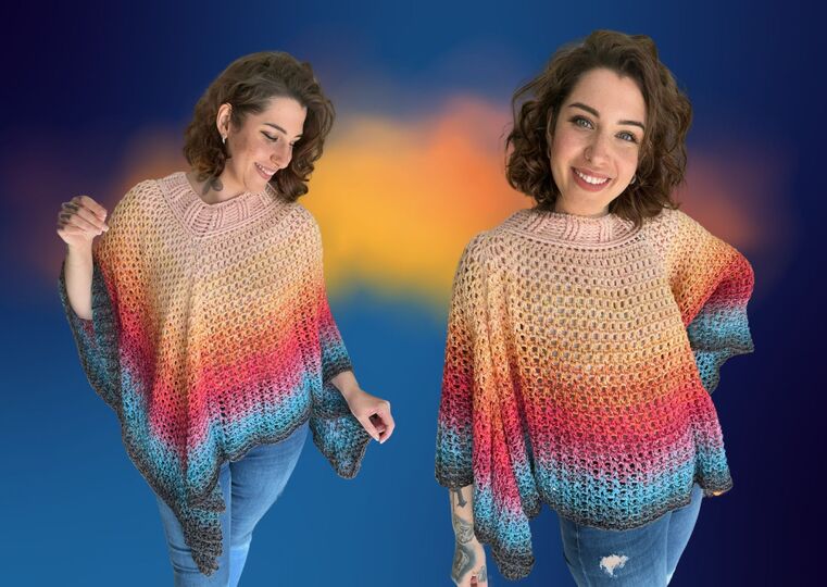 Häkelanleitung Poncho "RAINBOW DIAMOND"