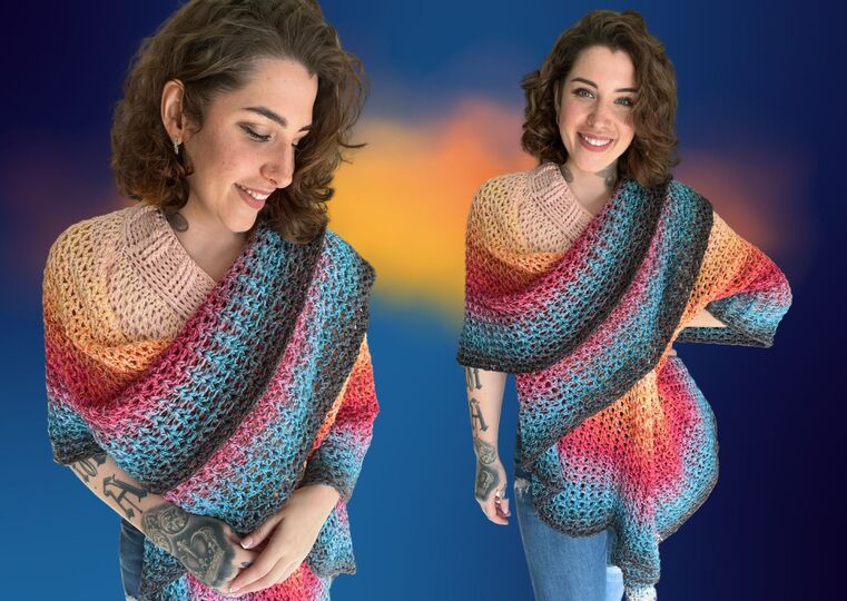 Häkelanleitung Poncho "RAINBOW DIAMOND"