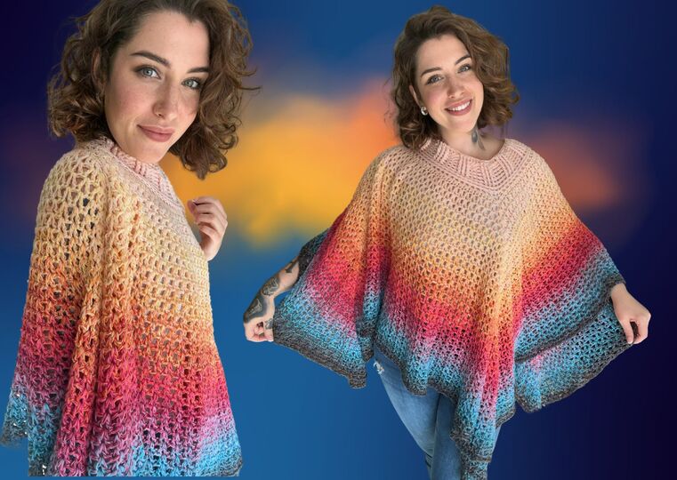 Häkelanleitung Poncho "RAINBOW DIAMOND"