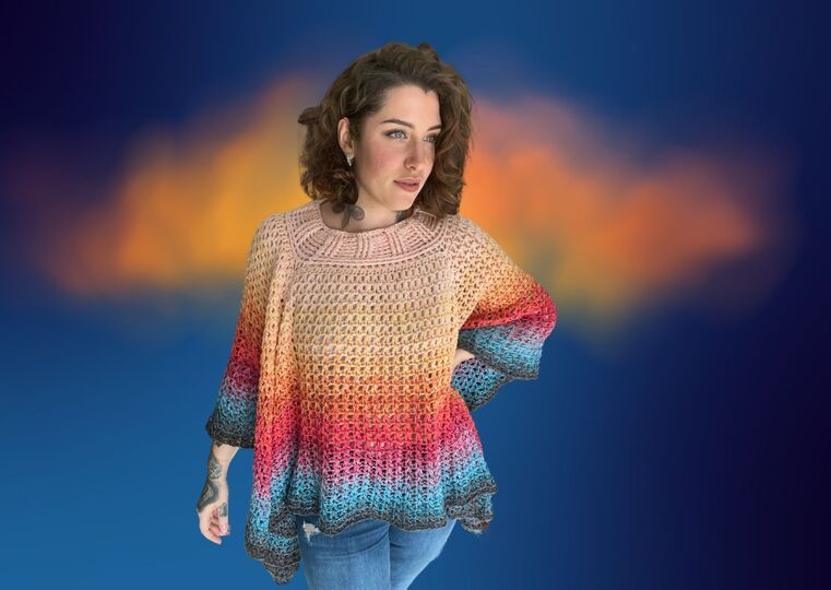 Häkelanleitung Poncho "RAINBOW DIAMOND"