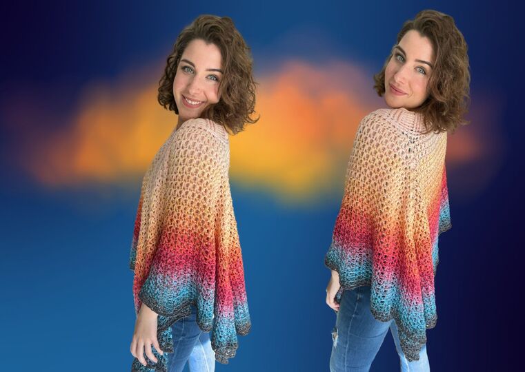 Häkelanleitung Poncho "RAINBOW DIAMOND"