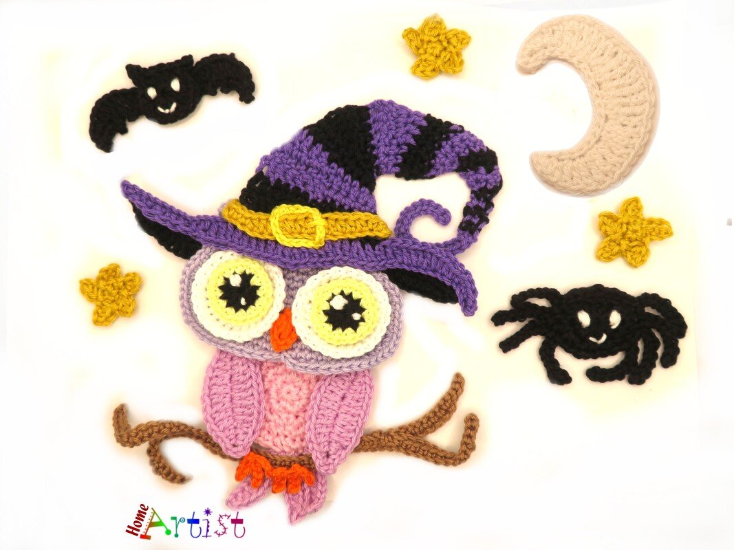 Owl Halloween crochet pattern applique - Image 2