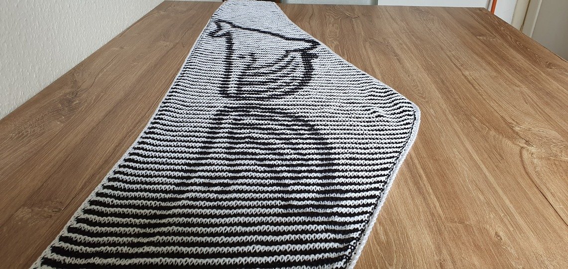 Wal, flaches Tuch, Schattenstricken, Illusionsstricken, Motivtuch