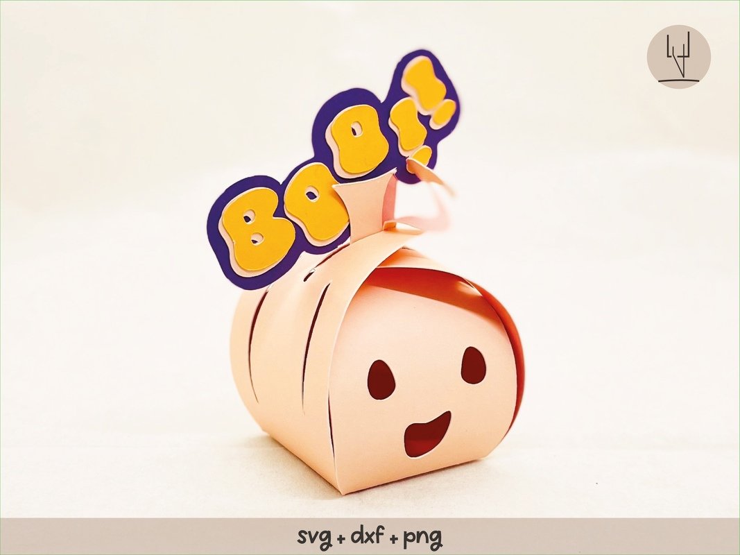 Süßer rosa Halloween-Kürbis lachen, Boo-Schriftzug, Vorlage SVG DXF PDF png