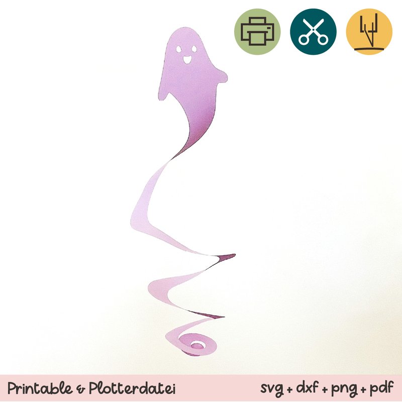 Gespenster Swirl - Süße Halloween-Deko Mobile Plotterdatei &amp; Druckvorlage