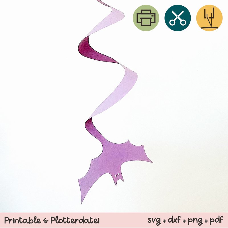 Cute Bat Swirl - Halloween Decoration Swirl Cut File &amp; Printable Template