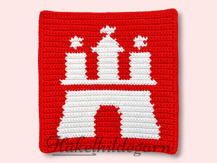 Häkelanleitung Hamburg-Logo im Quadrat