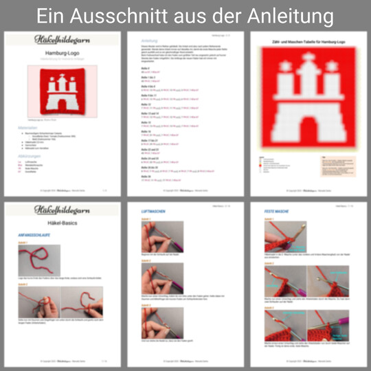 Häkelanleitung Hamburg-Logo im Quadrat