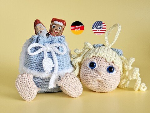 Geschenksäckchen Engel mit Christbaumkugel - Amigurumi Häkelanleitung
