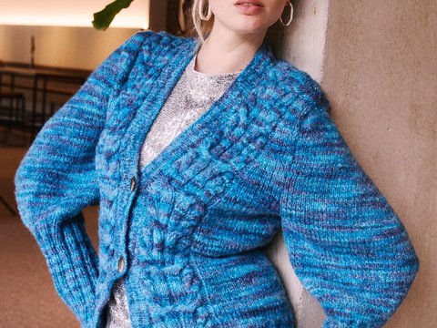 Jacke mit Zopfmuster-Blenden