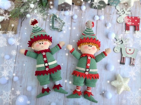 Häkelmuster Amigurumi Weihnachtspuppe Daniel, der Weihnachtself / Zwerg